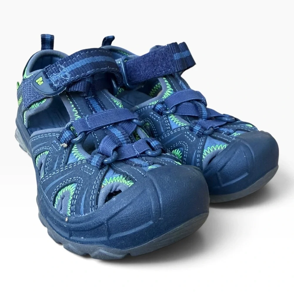 Merrell Hydro Hiker Sandal Boys 12M Navy Blue Lime Green Water Shoe MC53375